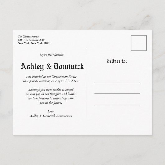 Het is officieel Rustic Gotische Trouwdag Aankondigingskaart (Achterkant)