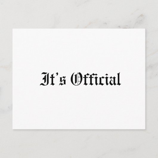 Het is officieel Rustic Gotische Trouwdag Aankondigingskaart (Voorkant)