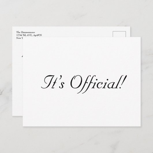 Het is officieel! Rustic Simple Wedding Announding Aankondigingskaart (Voorkant / Achterkant)