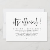 Het is officieel, Trouw Elopement Dinner en Feest Kaart (Voorkant)