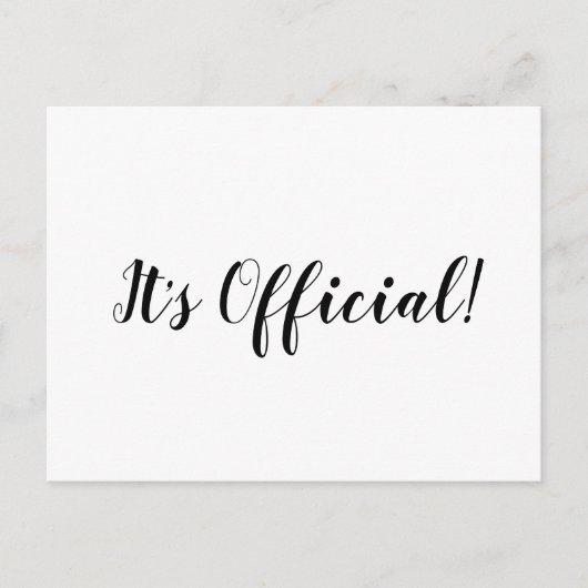 Het is officieel We Eloped minimalistisch script b Aankondigingskaart (Voorkant)