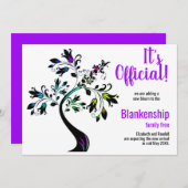 Het is officieel we verwachten bloemboom Paarse Aankondiging (Voorkant / Achterkant)