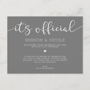 Het is officiële Elopement Wedding Aankondigingskaart