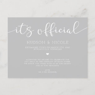 Het is officiële Elopement Wedding Aankondigingskaart