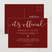Het is officiële Elopement Wedding Aankondigingskaart (Voorkant / Achterkant)