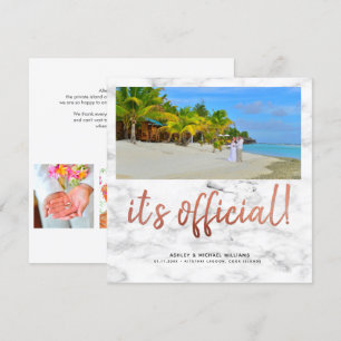 Het is Officiële Koper 4 Foto Square Marble Weddin Kaart