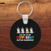 Het is ok om anders autisme bewustzijn eenhoorn G Sleutelhanger (Voorkant)