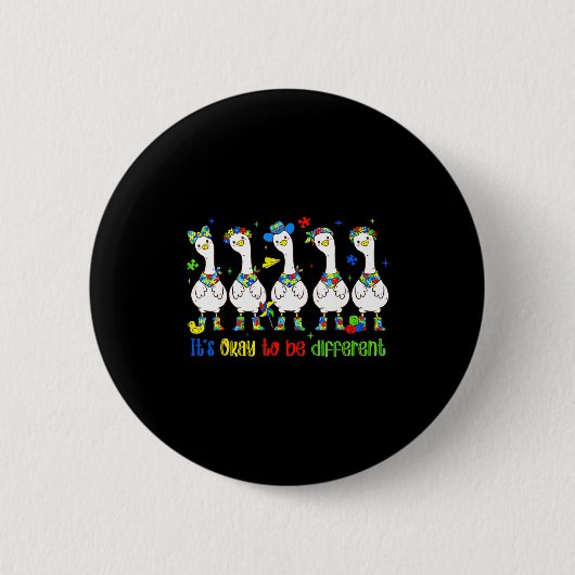 Het-is-ok om anders schattige dommerik autisme te ronde button 5,7 cm (Voorkant)