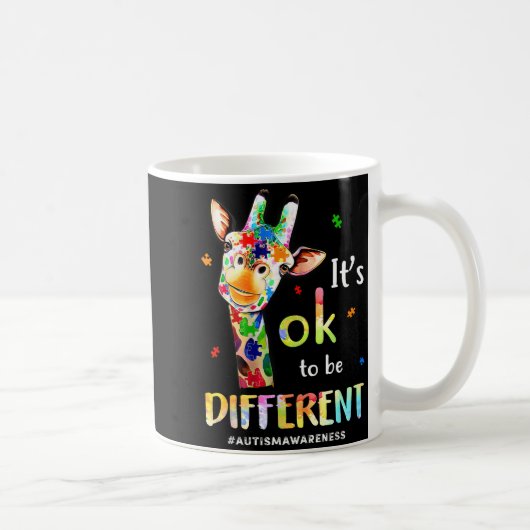 Het is ok om anders te zijn Autism Awareness Giraf Koffiemok (Rechts)