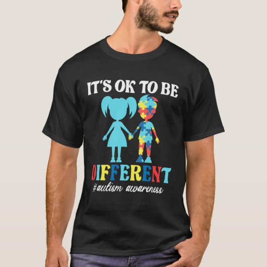 Het is ok om anders te zijn Autisme bewustzijn maa T-shirt (Voorkant)