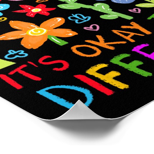 Het is OK om anders te zijn Autisme Rainbow Boho N Poster (Hoek)