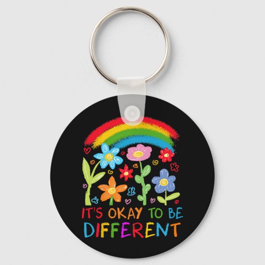 Het is OK om anders te zijn Autisme Rainbow Boho N Sleutelhanger (Voorkant)