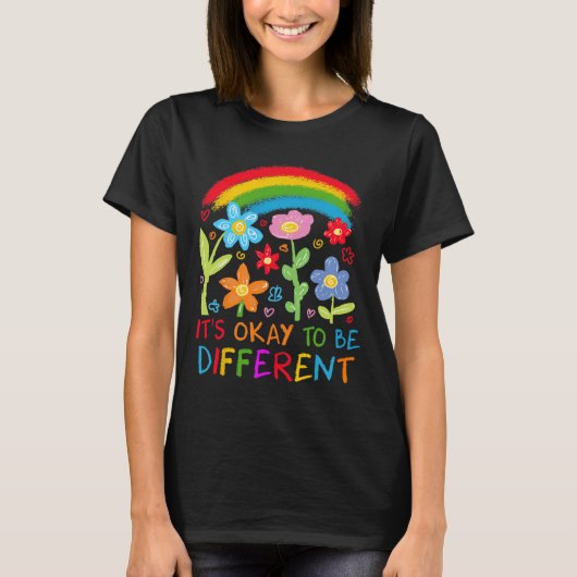 Het is OK om anders te zijn Autisme Rainbow Boho N T-shirt (Voorkant)
