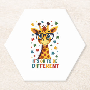 Het Is Ok Om Anders Te Zijn Giraffe Autisme Bewust Kartonnen Onderzetters