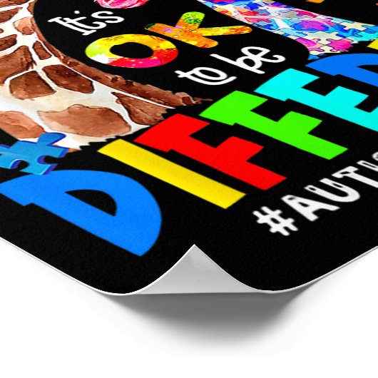 Het is OK om anders te zijn Giraffe Autisme Bewust Poster (Hoek)