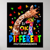 Het is OK om anders te zijn Giraffe Autisme Bewust Poster (Voorkant)