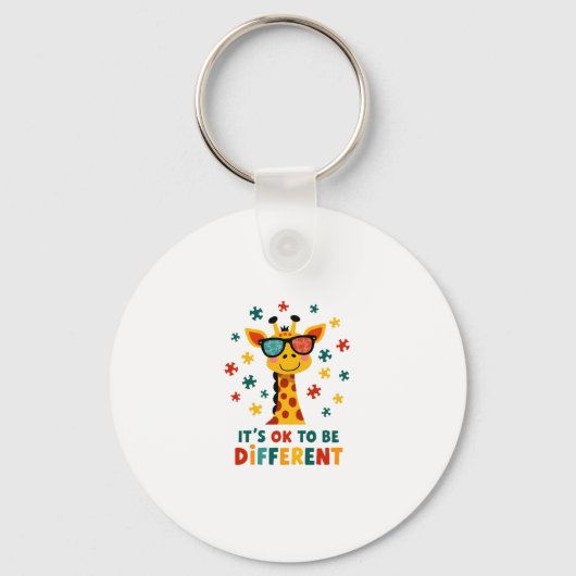 Het Is Ok Om Anders Te Zijn Giraffe Autisme Bewust Sleutelhanger (Voorkant)