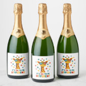 Het Is Ok Om Anders Te Zijn Giraffe Autisme Bewust Sparkling Wijnetiket (Flessen)