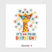 Het Is Ok Om Anders Te Zijn Giraffe Autisme Bewust Sticker (Vel)