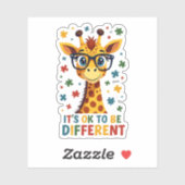Het Is Ok Om Anders Te Zijn Giraffe Autisme Bewust Sticker (Vel)