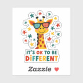 Het Is Ok Om Anders Te Zijn Giraffe Autisme Bewust Sticker (Vel)