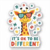 Het Is Ok Om Anders Te Zijn Giraffe Autisme Bewust Sticker (Voorkant)