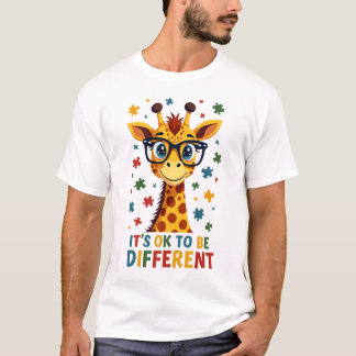 Het Is Ok Om Anders Te Zijn Giraffe Autisme Bewust T-shirt