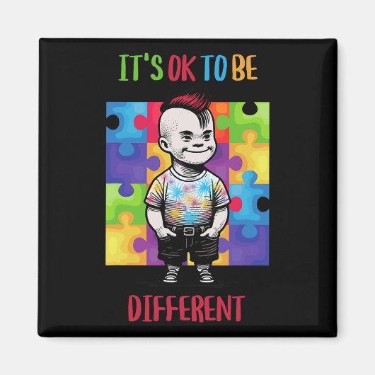 Het is OK om anders te zijn OK Autisme Bewustzijn Magneet (Voorkant)