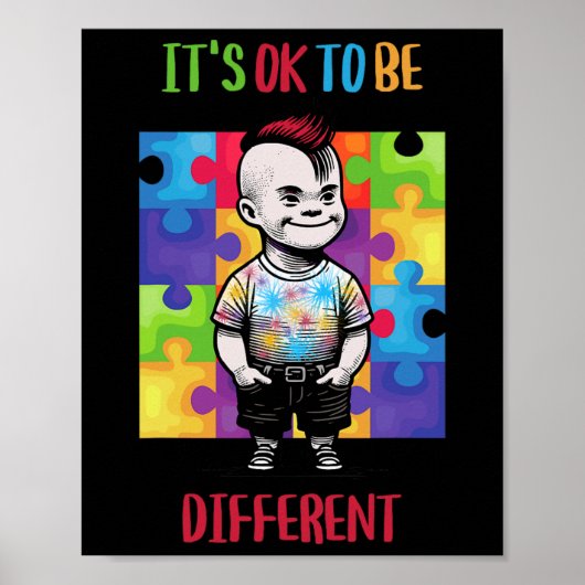 Het is OK om anders te zijn OK Autisme Bewustzijn Poster (Voorkant)