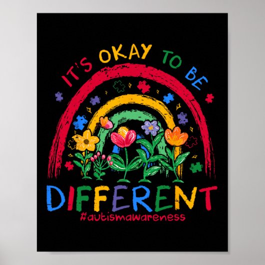 Het is OK om anders te zijn Rainbow Autism Awarene Poster (Voorkant)