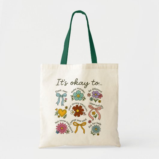 Het is OK om Boho Floral Motivatie Tote Bag (Voorkant)