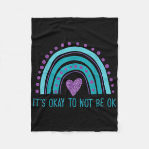 Het Is Ok Om Niet Ok Te Zijn Retro Regenboog Suïci Fleece Deken