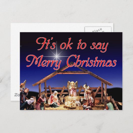 Het is ok om te zeggen vrolijk kerstfeest Briefkaa Feestdagenkaart (Voorkant / Achterkant)