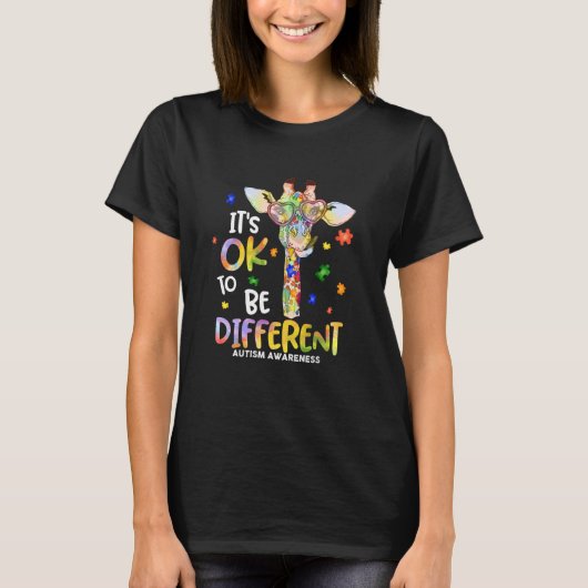 Het Is Ok Om Verschillend Te Zijn Autisme Bewustzi T-shirt (Voorkant)