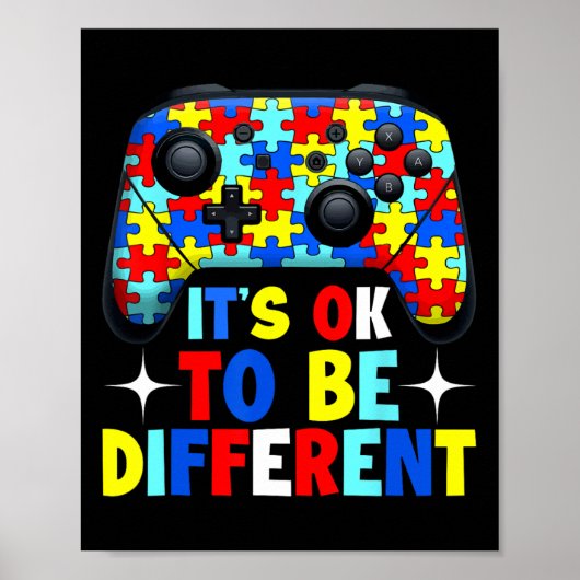 Het is OK om verschillende Autism Gaming Controlle Poster (Voorkant)