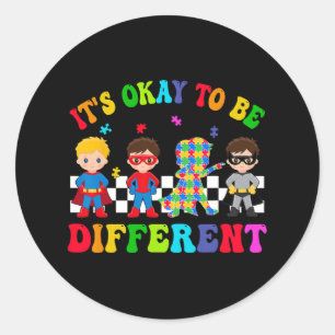 Het is OK om verschillende super Kinder heldenauti Ronde Sticker