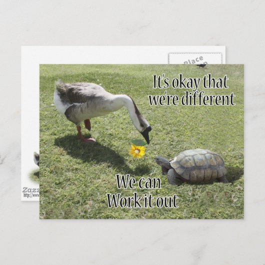 Het is oké dat we anders zijn, we kunnen het uitwe briefkaart (Voorkant / Achterkant)