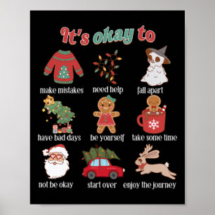Het Is Oké Met Mentale Gezondheid Kerstmis School  Poster