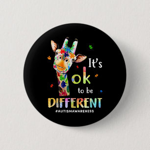 Het is oké om anders Giraffe puzzel autisme AWA zi Ronde Button 5,7 Cm