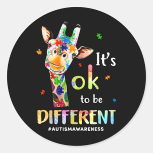 Het is oké om anders Giraffe puzzel autisme AWA zi Ronde Sticker