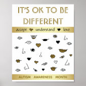 Het is oké om anders te zijn, Autism Awareness Gol Poster (Voorkant)