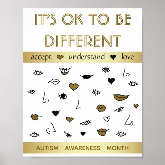 Het is oké om anders te zijn, Autisme bewustzijn G Poster (Voorkant)
