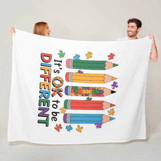 Het is oké om anders te zijn Autisme bewustzijn le Fleece Deken (In situ)