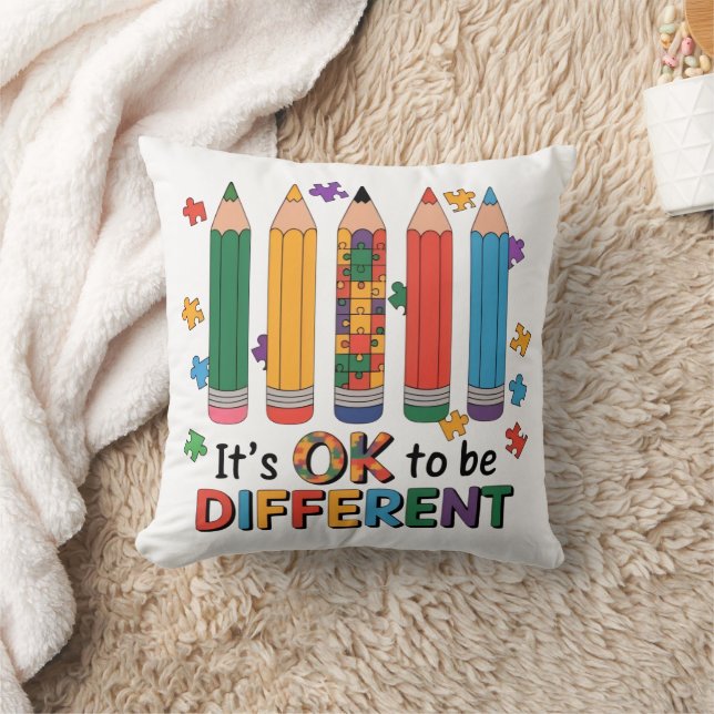 Het is oké om anders te zijn Autisme bewustzijn le Kussen (Deken)