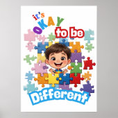 Het is oké om anders te zijn Autisme Steunposter Poster (Voorkant)