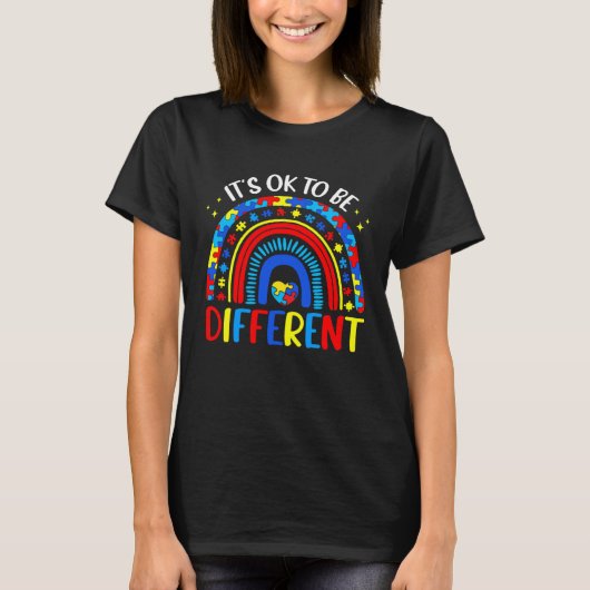 Het is oké om anders te zijn Hart Regenboog Autism T-shirt (Voorkant)