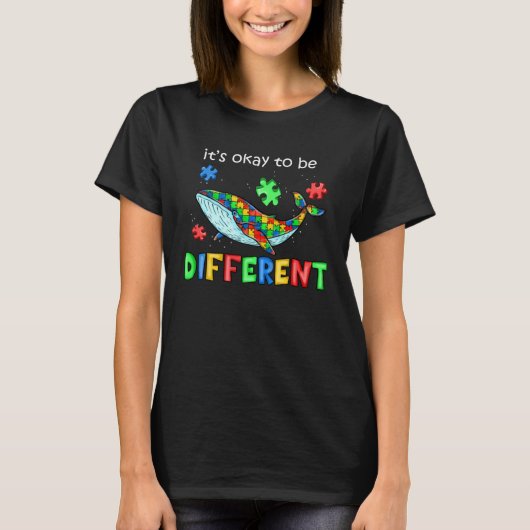 Het Is Oké Om Anders Te Zijn Puzzel Walvis Autisme T-shirt (Voorkant)