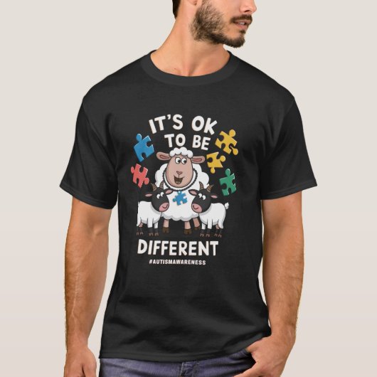 Het Is Oké Om Anders Te Zijn Schattig Schaap Autis T-shirt (Voorkant)