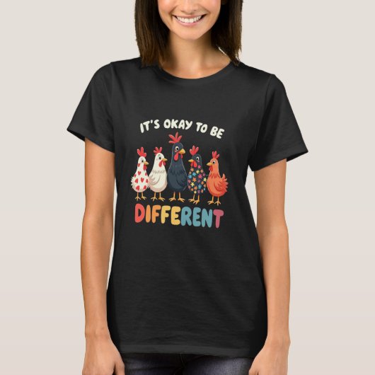 Het Is Oké Om Anders Te Zijn Schattige Puzzel Kip T-shirt (Voorkant)