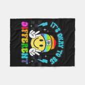Het Is Oké Om Anders Te Zijn Smile Face Puzzel Aut Fleece Deken (Voorkant (Horizontaal))